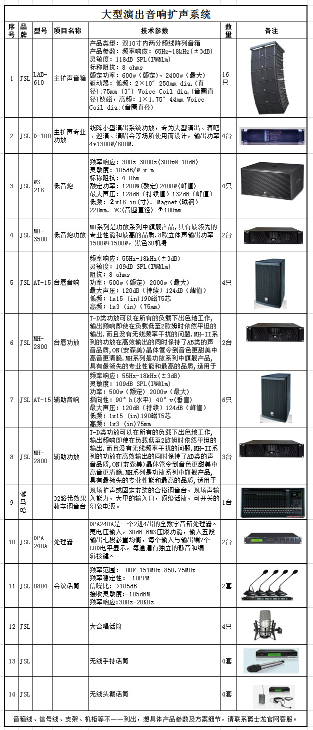 爵士龍大型舞臺音響擴聲系統方案